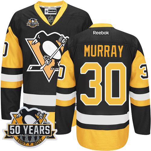 Penguins #30 Matt Murray Black Alternate 50th Anniversary Stitched NHL Jersey - Click Image to Close